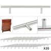 TRIXES 20x Stainless Steel T-Bar Handles with Screws, 200mm Wide
