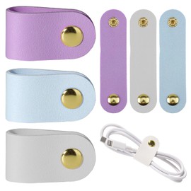 6Pcs Cord Organizer Travel Leather Cable Organizer Reusable Cable Straps Leather Cable Ties Phone Charging Cord Power Cord Headphone PU Leather Organizer USB Multipurpose Cord Holder with Snap Closure