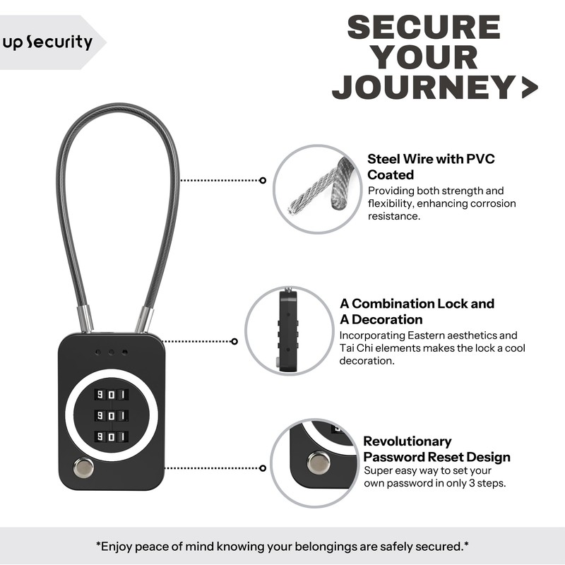 UP Security Combo Lock, Premium Cable Lock with Code, Combination