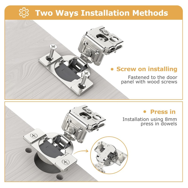 Furniware 50 Pieces 1/2 inch Overlay Soft Close Cabinet Hinges