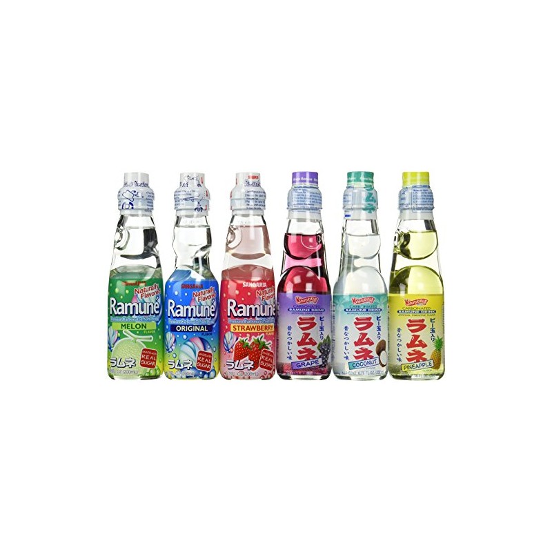Ramune Japanese Soft Drink Mix Variety 6 Flavors 6 Bottles