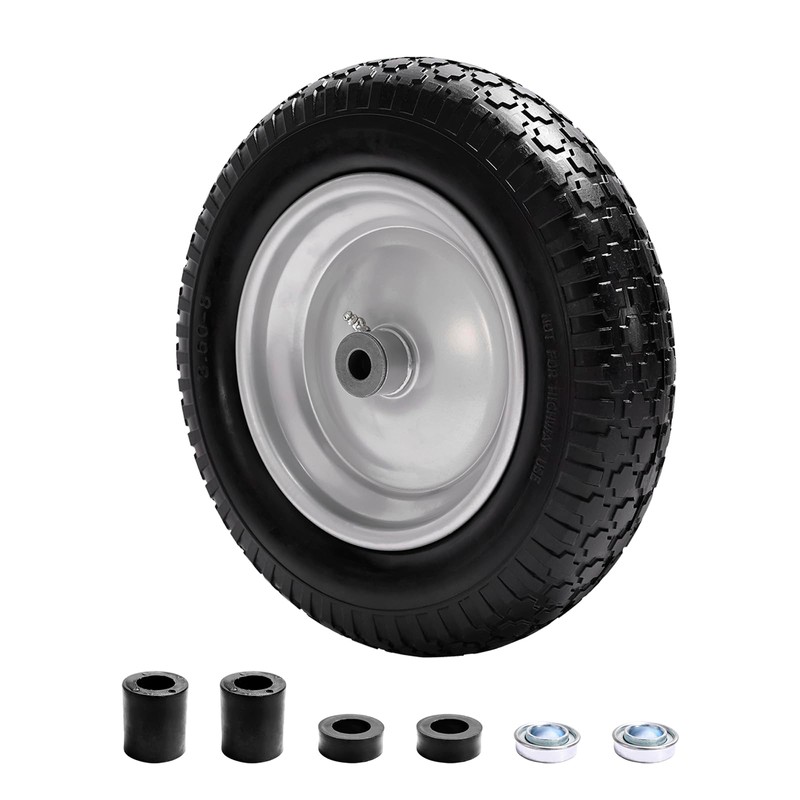 Sutmorly 4.80/4.00-8 Tire, 14.5" Flat Free Wheelbarrow Tire and Wheel,