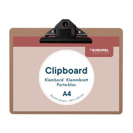 Europel Wooden Clipboard Durable Wood Hardboard with Black Metal Clip & Concealed Hanging Hole A4 Clipboard & Paper Board for School Classroom,Office,Business,Restaurant,Warehouse,Brown,197000