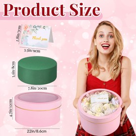 Nuenen Round Gift Boxes with Lids Floral Foam Thank You Floral Greeting Cards Flower Arrangements Supplies for Birthday Wedding Valentine's Day Bridesmaid Proposal(White)