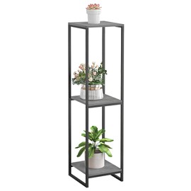 JEPRECO 46" Tall Plant Stand Indoor, 3-Tier Modern Plant Shelf, Corner Flower Pot Holder Organizer for Living Room Balcony Patio Garden (Oak Grey)