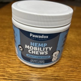 Pawadox Hemp Mobility And Pain Support Chews 120 Soft Gels 9.3 Oz Sealed NEW