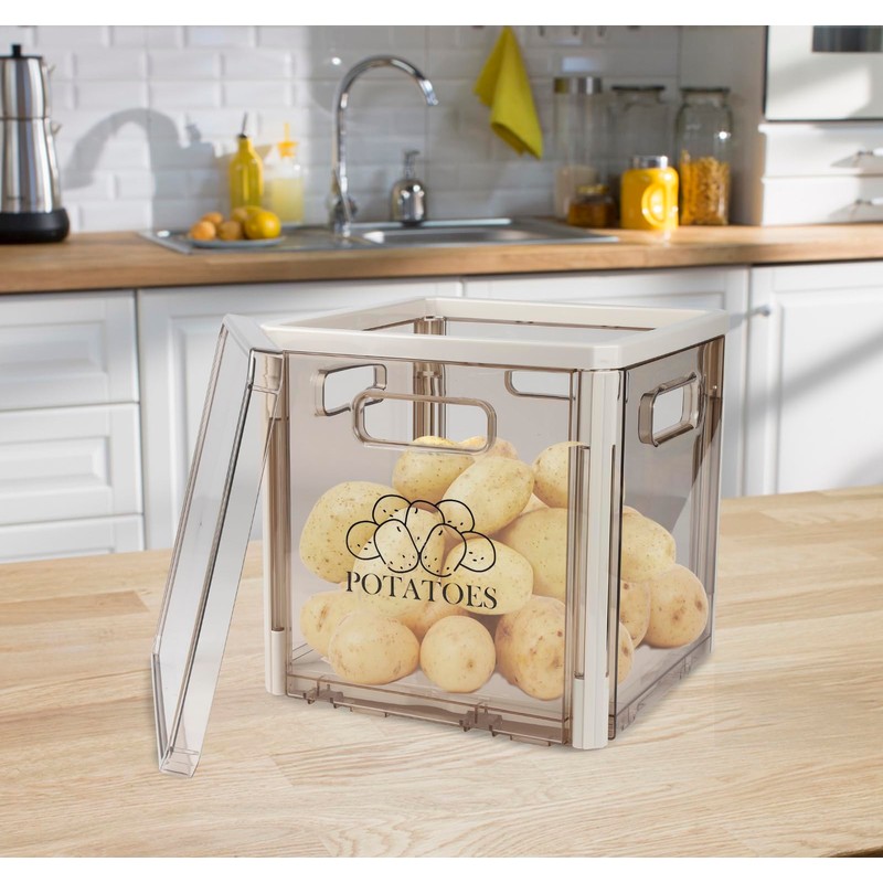 Xbopetda Potato Storage Bin With Lid and Handle - Stackable