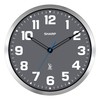 Sharp Atomic Analog Wall Clock - 12" Grey Face, Silver