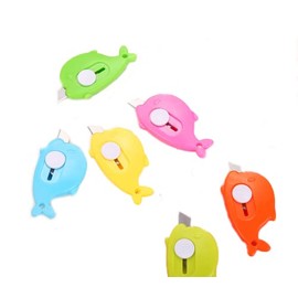 WOIWO 6PCS Mini Cartoon Cutter Small Portable Box Cutter Paper Cutter Small Whale Cutter Student Knife (Mix Color Random)
