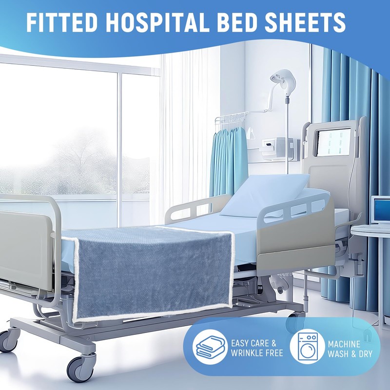 SmoothNovelty 4 Pcs Hospital Bed Sheets Set, Soft Knitted Standard