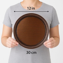 Alisveristime Round Hammered Metal Serving Tray – Ottoman Style, (11.8" Diameter, 12.6 oz) 5 Color Options (Brown)