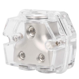 Walfront Car Ground Wire Distribution Out Amp Power Distribution Ground Distributor Connecting Block Speaker Power Splitter Negative 1x0GA in + 2x4GA Out DB‑003