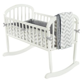 Baby Doll Minky Chevron Cradle Bedding Set, Grey