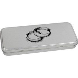 Azeeda 'Wedding Ring Pair' Metal Hinged Stationery Tin/Storage Box (TT00248491)