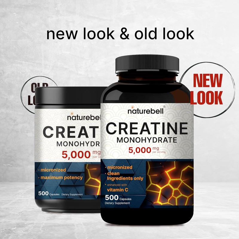 NatureBell Creatine Monohydrate Capsules 5,000mg Per Serving, 500 Count |