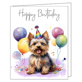 Doggie of the Day Happy Birthday Greeting Cards Silky Terrier - Cute Note Cards for Dog Lovers - Blank Inside Envelope Included, GCHB00282 10 Greeting Cards