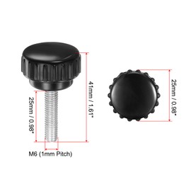 QUARKZMAN Pack of 8 Thumb Screws with Thread M6 x 25 mm Round Head Screw Round Handle Bolt Clamping Buttons 25 mm Hand Buttons Thumb Screws Tension Screw for Industrial Machine
