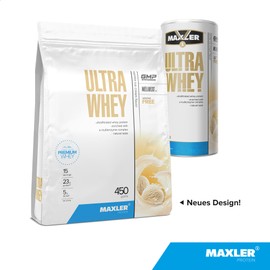 Maxler Ultra Whey Protein - 23 g Protein per Serving - Pure Whey Protein Powder - Whey Protein Concentrate, Whey Protein Isolate, Whey Protein Hydrolysate - With BCAA - Vanilla Ice Cream - 450 g