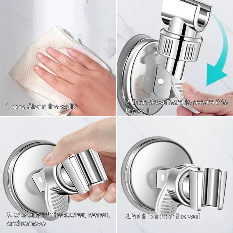 Suction Shower Head Holder, Adjustable Removable Shower Head Holder 360°