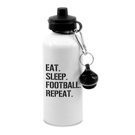 New Spirit Original Eat sleep football repeat water bottle with sliver clip