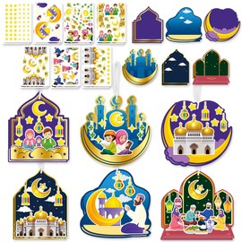 26 Pcs Muslim Eid Ramadan Sticker Eid Mubarak Craft Kits Ramadan Sticker Craft Gifts Muslim Eid Ramadan Sticker Bulk Gift Hanging Ornament Decoration Eid Mubarak Kareem Mosque Sticker Hanging Ornament