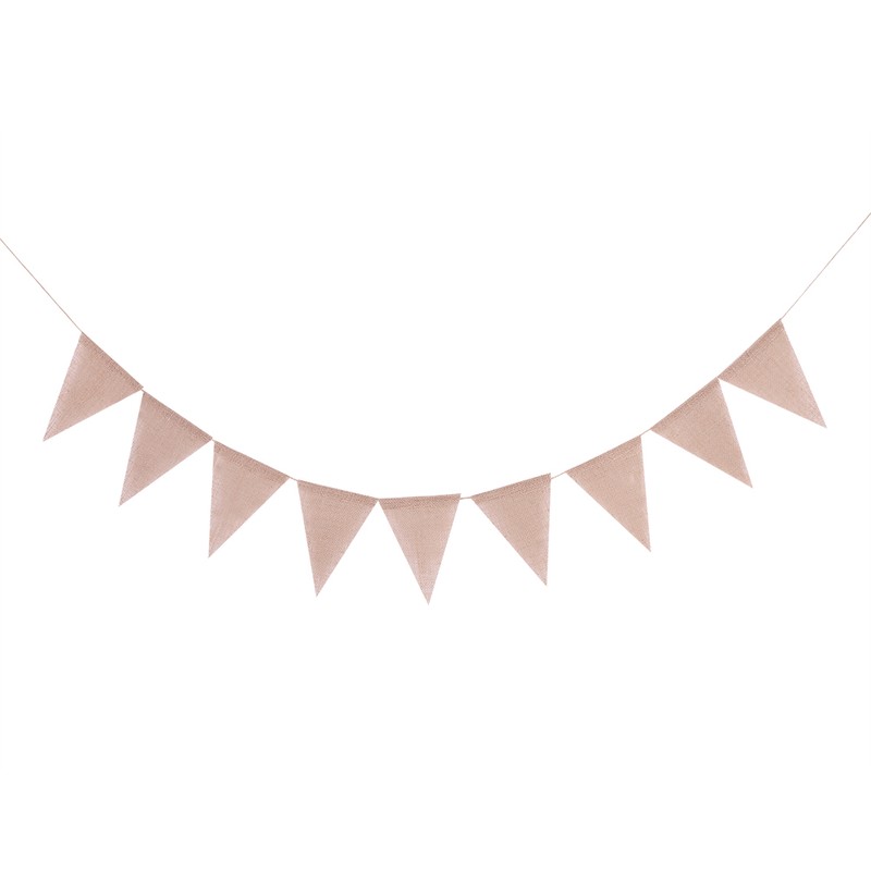 Linen Bunting Banner with 48pcs Flags Wedding Party Holiday Celebration