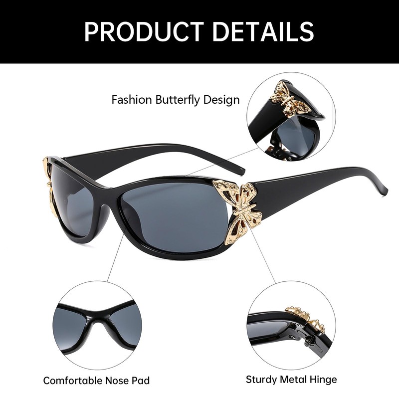 YAMEIZE Trendy Y2K Wrap Around Sunglasses - for Men and