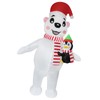 eLUUGIE Inflatable Polar Bear Holding Penguin Christmas Inflatable Penquin Costume
