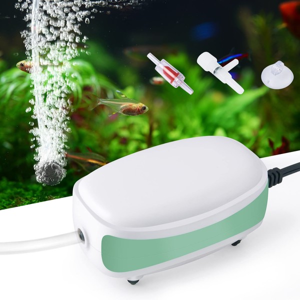 FEDOUR Aquarium Air Pump,1 Outlet Whisper Adjustable Fish Tank Aerator,
