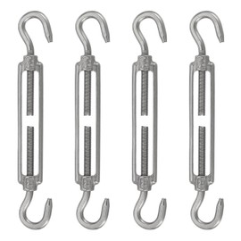uxcell 4Pcs M6 Hook and Hook Turnbuckle 304 Stainless Steel Wire Rope Tension, Adjustable Turnbuckle for Cables Wire, Shade Sail, Clothesline, Rope Tension, Silver
