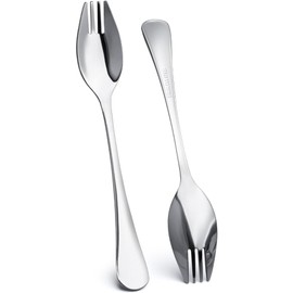 Sporks Stainless Steel 12 Pieces Long Handle and Heavy Duty metal Flatware Set Spork for Fruit Appetizer Dessert Everyday Use