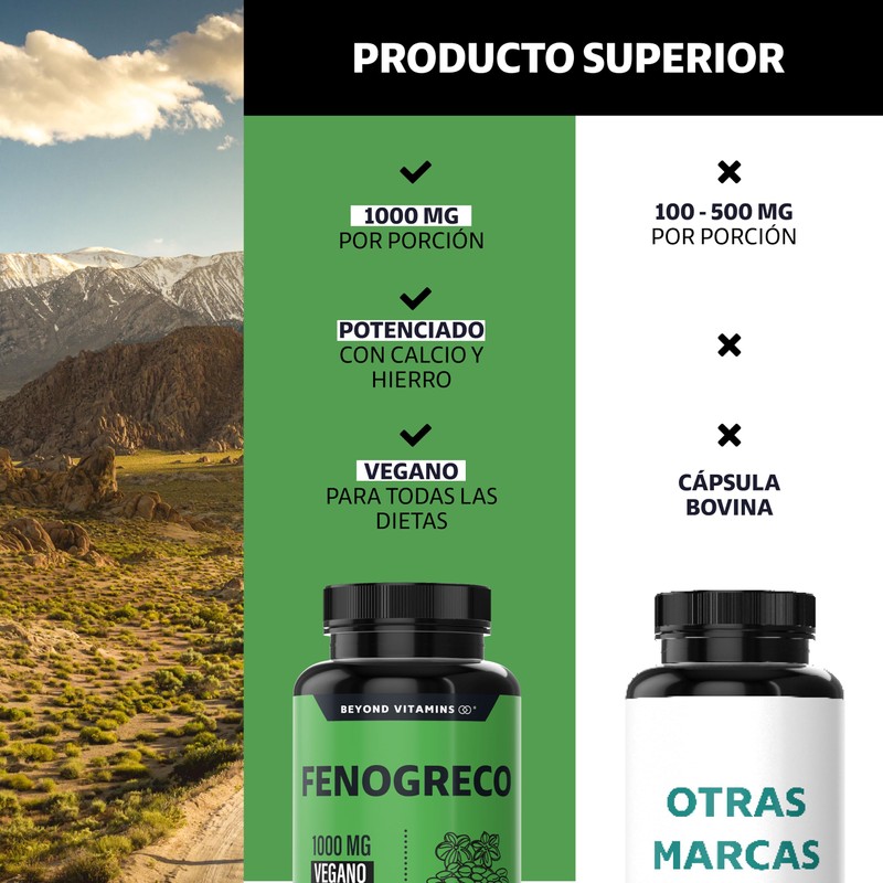 Beyond Vitamins | Fenogreco 1000mg reforzado con Calcio y Hierro