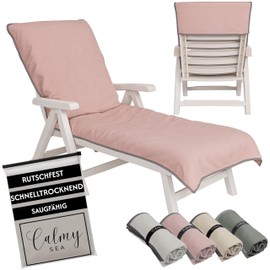CalmySEA Towel for Sun Lounger 200 x 75 cm - with Hood Microfibre Light Weight Protective Cover for Garden Lounger Towels with Envelope Deck Chair Cover Beach Lounger (Dusky Pink, 1 Piece)