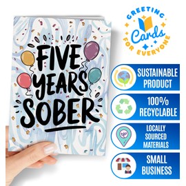 5 Year Sober Card - Five Year Sobriety Card - Congrats Sober Anniversary Celebration - 5 Soberversary for Men or Women - Addiction Recovery AA - Proud of You 5th Soberversary Birthday Milestone