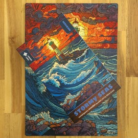 Gorgeous Games "Stormy Seas" Medium Wooden Jigsaw Puzzle | 28cm x 40cm | 321 Pieces | Stunning Contemporary Artwork | Extra Thick Premium Wooden Jigsaw Puzzle