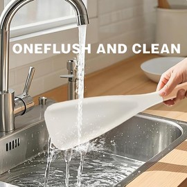 Multi Function Spoon, 2025 New 2 in Multi Function Spatula Spoon for Cooking and Serving, Long Head Silicone Salad Spatula Spoon with Wood Handle Cooking Utensil Kitchen Gadget (Black)