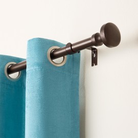 TOWN & COUNTRY EVERYDAY Modern Rounded Cap Single Indoor Curtain Rod and Finial Set, Easy Install Wall Mount, Oil Rubbed Bronze, Adjustable 36”-72”