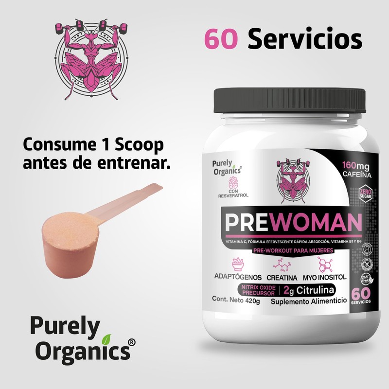 Prewoman Óxido Nítrico Para Mujeres, Purely Organics 60 Servicios