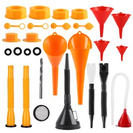 10 Pcs Automotive Funnels Set & 17 Pcs Spout Replacement, Fuel Funnels for Gas Funnel for Cars, Plastic Flexible Wide Mouth Long Neck Filling Coolant Gasoline Oil Water Engine Oil Funnel Kit