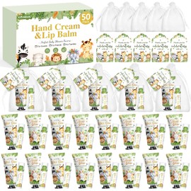 KONEUK Paquete De 50 Cremas De Manos Y Bálsamos Labiales A Granel, Regalos Para Baby Shower Y Despedida De Soltera, Con Tarjeta De Agradecimiento Y Bolsas De Organza, Regalos De Cumpleaños Y Agradecim