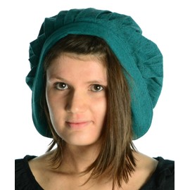 HEMAD Women´s Medieval Bonnet with Band - Robust Cotton - Green