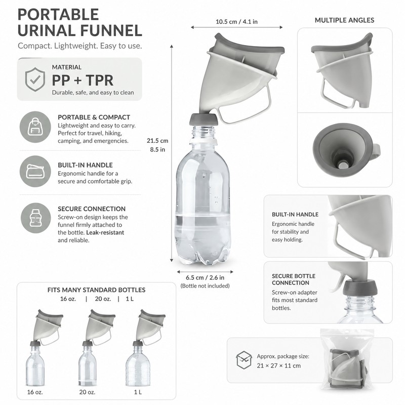 Portable Urinal Funnel for Travel & Outdoor Use – Reusable