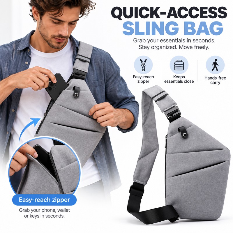 Ultra-Thin Crossbody Chest Bag for Daily Carry – Soft Sling