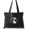 Cute Cat Tote Bag Black, Silver Metallic Print, Cat Gifts