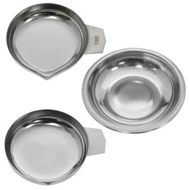 Dsjnf Electronic Scale Tray Stainless Steel pan Metal pan Silver mini pan mini Metal Weighing Cup Liquid Powder Laboratory Supplies for Jewelry 1set (Silver)