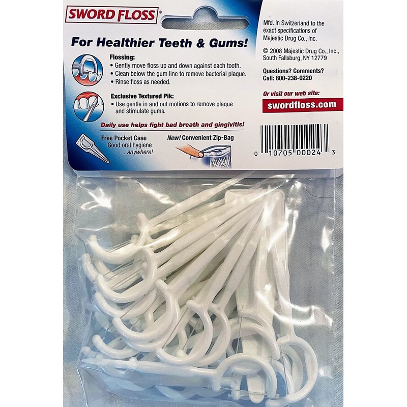 Sword Floss Disposable Floss/Picks Regular 40-Each (Pack of 12)