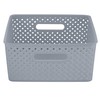 Simplify's Medium Resin Wicker Storage Bin in Grey