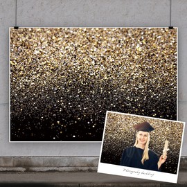 Renaiss 2.7 x 1.8 m Black and Gold Glitter Backdrop Golden Bokeh Spots Sequin Photography Background Wedding Family Birthday Party Decoration Adult Baby Portrait Photo Props