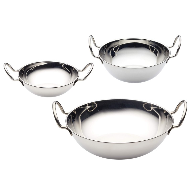 KitchenCraft World of Flavours Balti Style Rice Bowl, Stainless Steel,