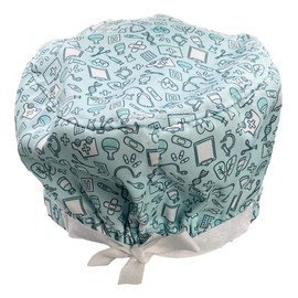 Printed Working Surgical Hat/Cap Doctor Hospital Medical Nurse Dental Scrub Bouffant Turban Cap Adjustable Tie Back Hats for Women/Men - Sanitary